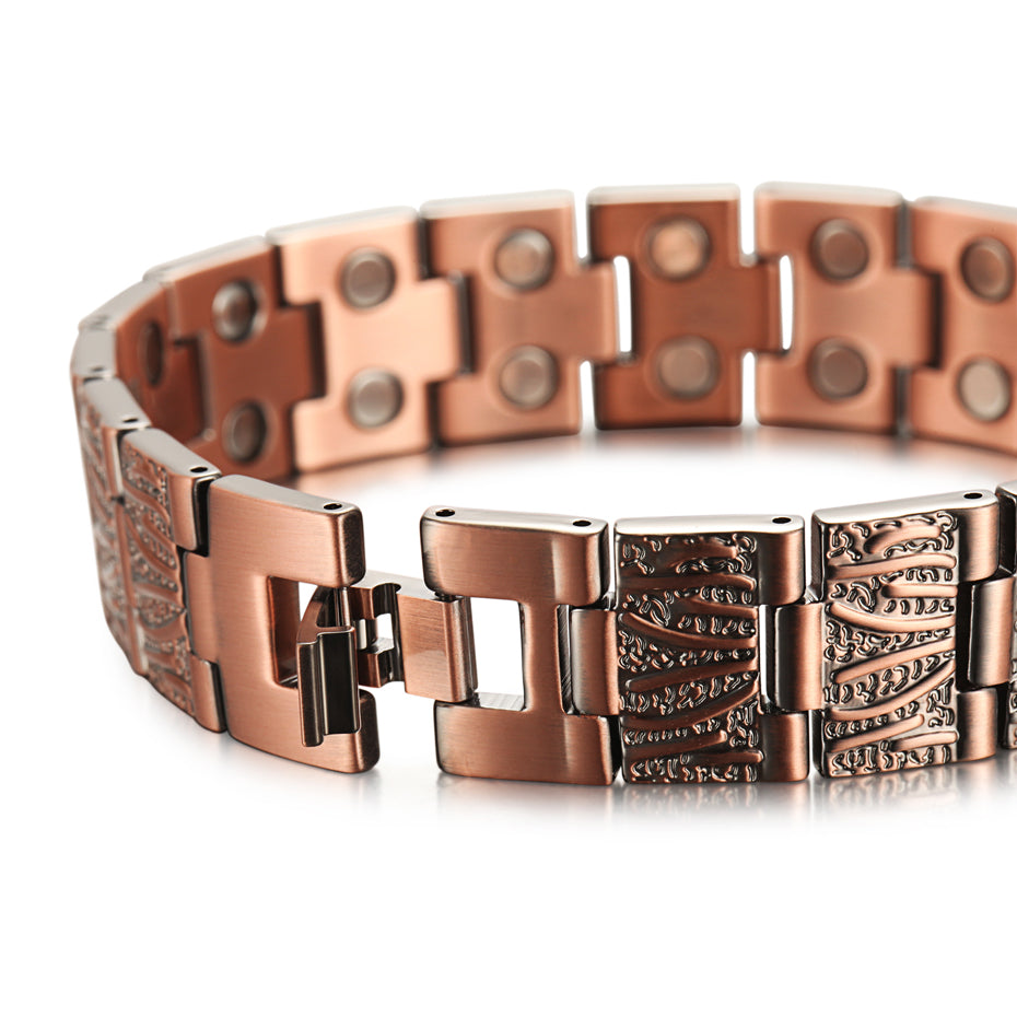Heavy Copper Magnetic Bracelet For Men – Restore Balance, Energy, Arthritis Pain Relief – 9 Inch, Adjustable, 44 Gemstones